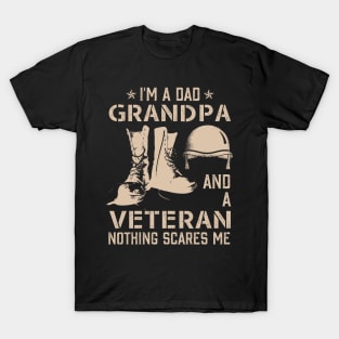 Father Tee I'm A Dad Grandpa And A Veteran Nothing Scares Me T-Shirt